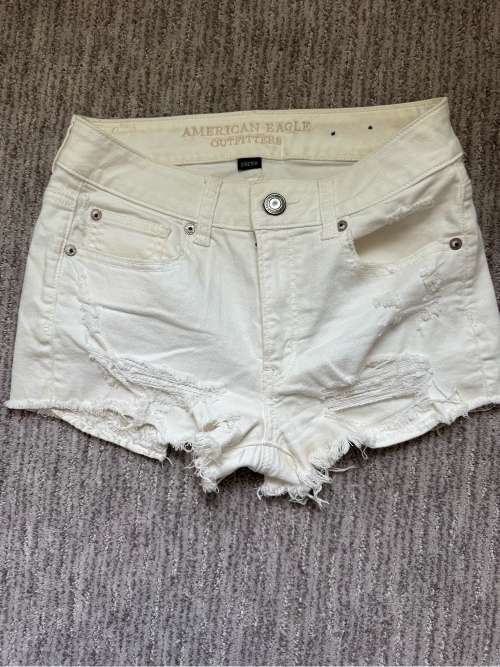 American Eagle Outfitters White Distressed Cutoff Denim Shorts